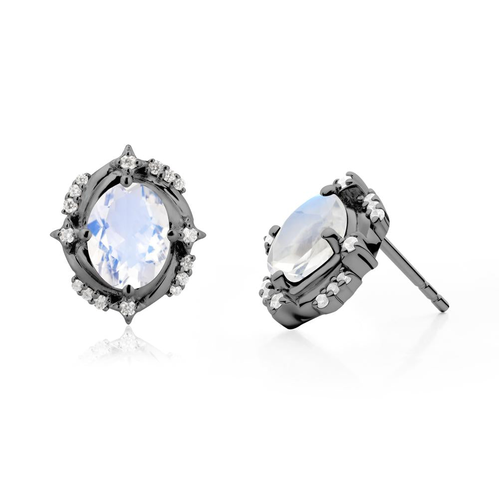 Oval Moonstone Stud Earrings - LUO Jewelry #metal_black finish sterling silver