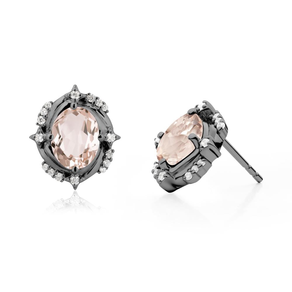Celestial Style Oval Morganite Stud Earrings - LUO Jewelry #metal_black finish sterling silver