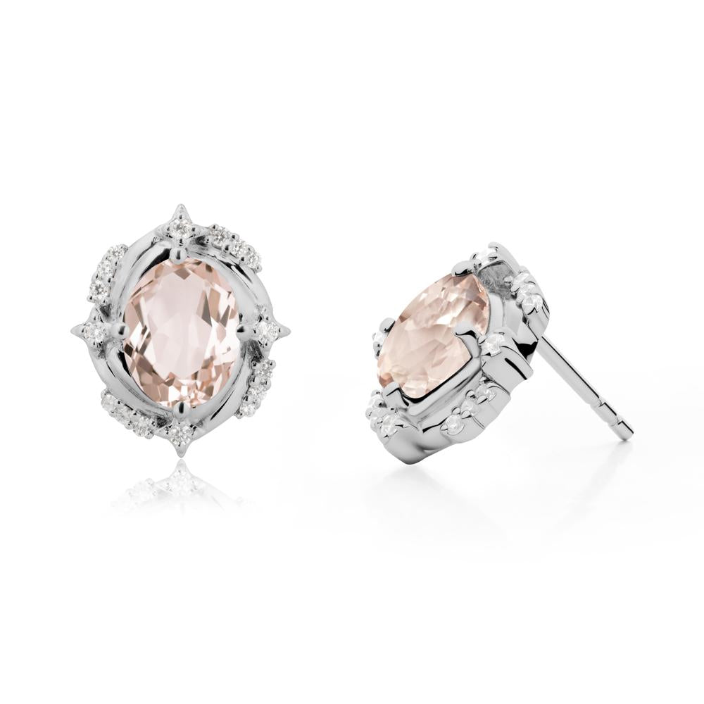 Celestial Style Oval Morganite Stud Earrings - LUO Jewelry #metal_platinum