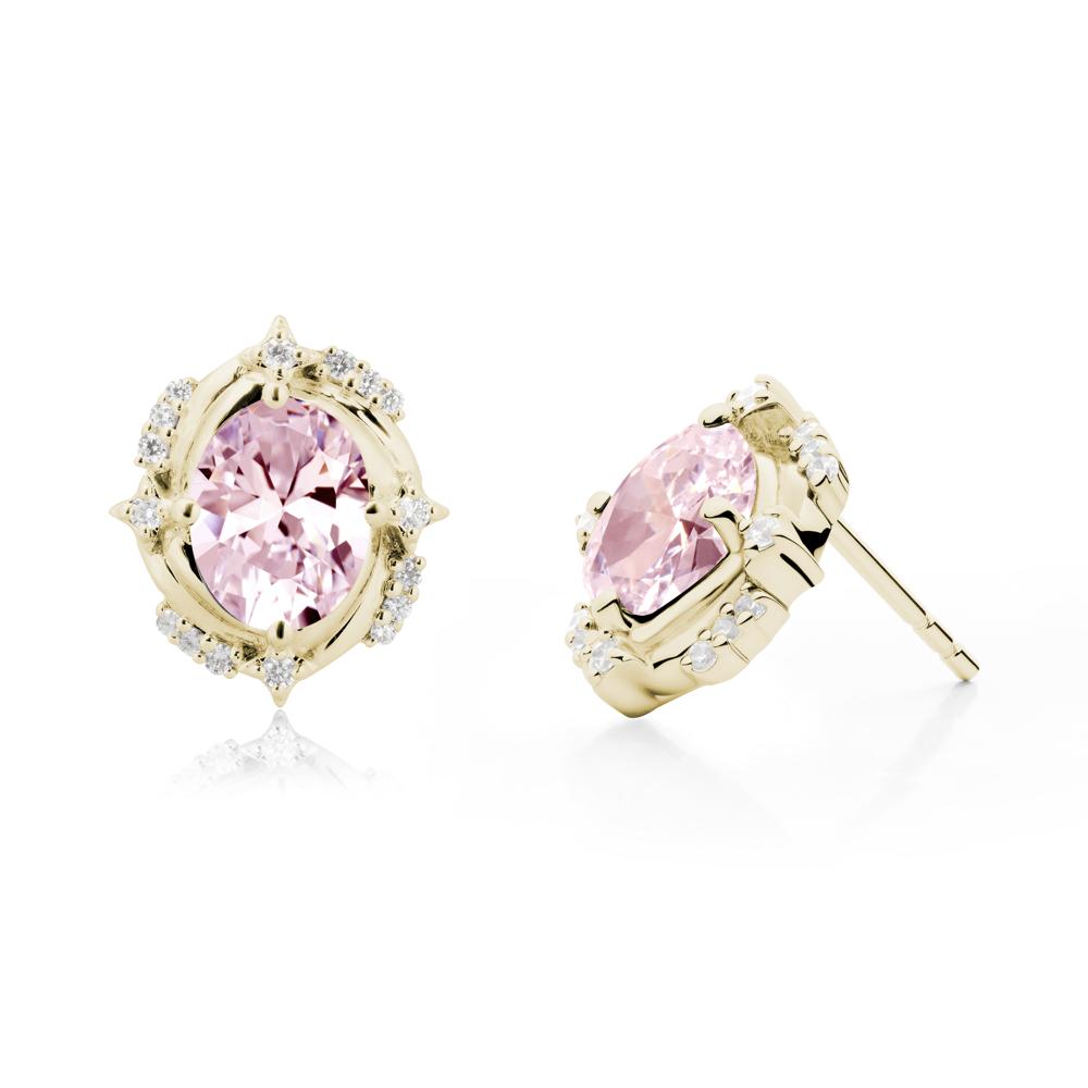 Pink Cubic Zirconia Shooting Star Stud Earrings - LUO Jewelry #metal_14k yellow gold
