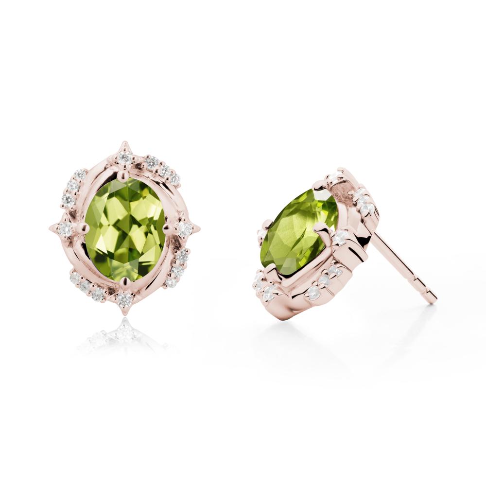 Peridot Shooting Star Stud Earrings - LUO Jewelry #metal_14k rose gold