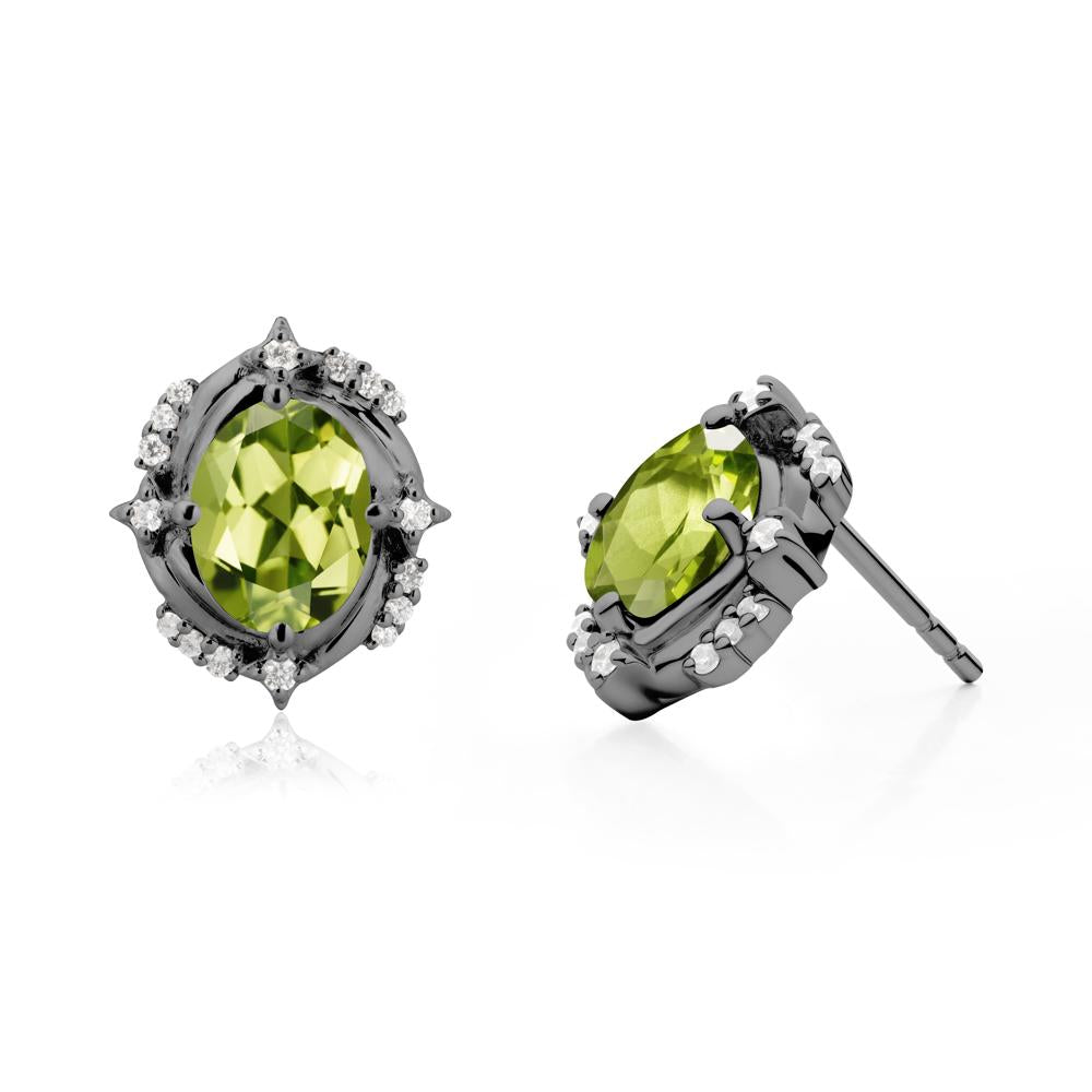 Peridot Shooting Star Stud Earrings - LUO Jewelry #metal_black finish sterling silver