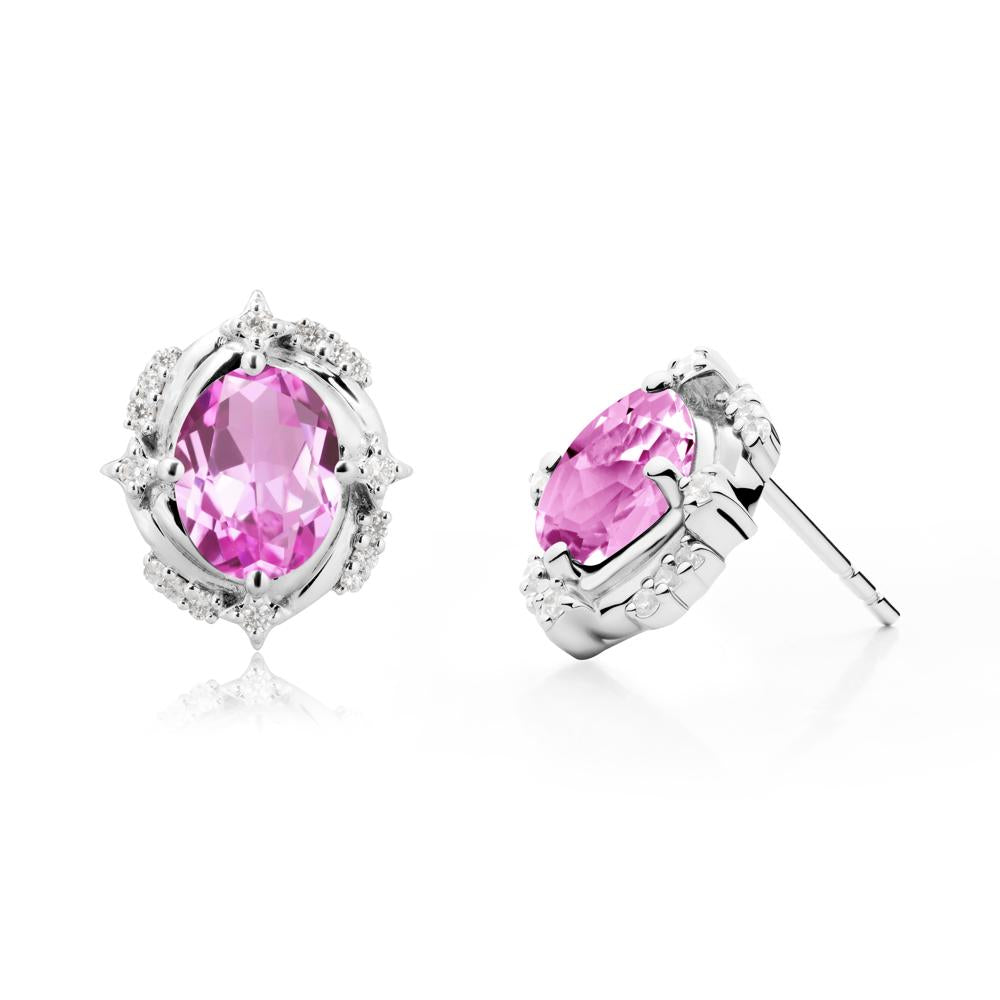 Pink Sapphire Shooting Star Stud Earrings - LUO Jewelry #metal_18k white gold