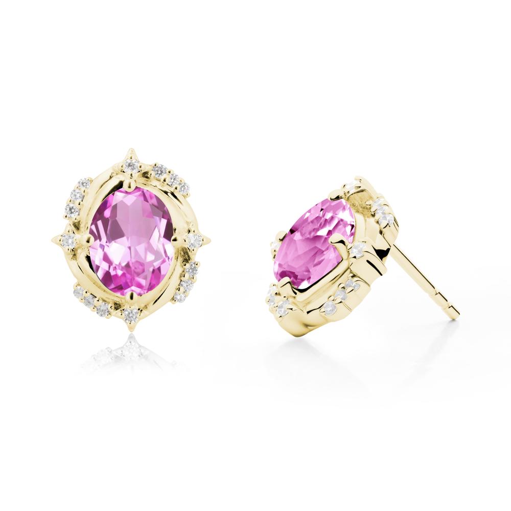 Pink Sapphire Shooting Star Stud Earrings - LUO Jewelry #metal_18k yellow gold