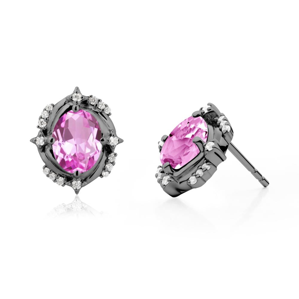 Pink Sapphire Shooting Star Stud Earrings - LUO Jewelry #metal_black finish sterling silver