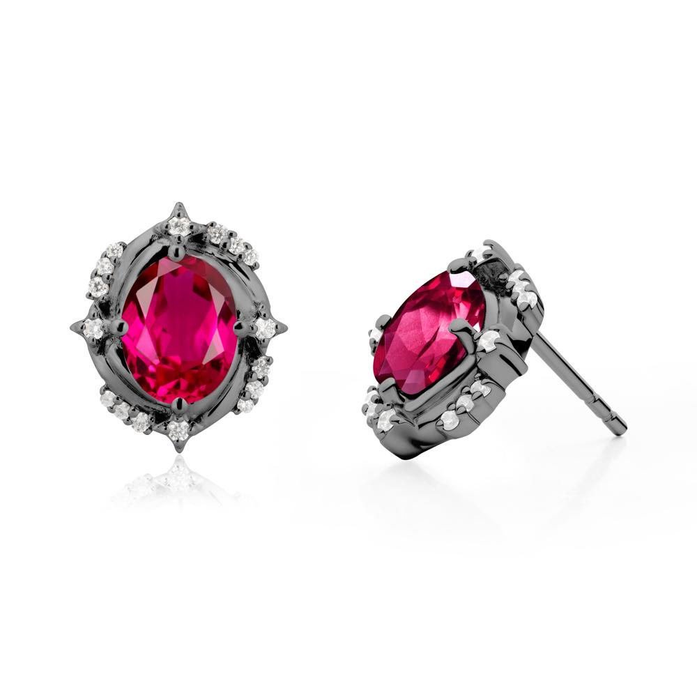 Ruby Shooting Star Stud Earrings - LUO Jewelry #metal_black finish sterling silver