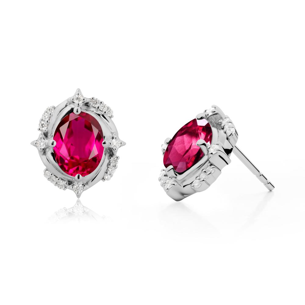 Ruby Shooting Star Stud Earrings - LUO Jewelry #metal_platinum