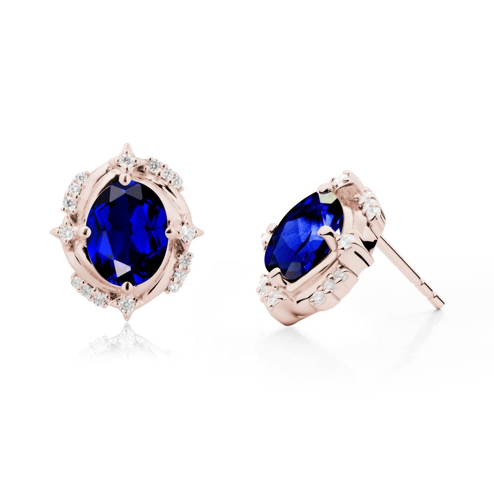 Sapphire Shooting Star Stud Earrings - LUO Jewelry #metal_14k rose gold