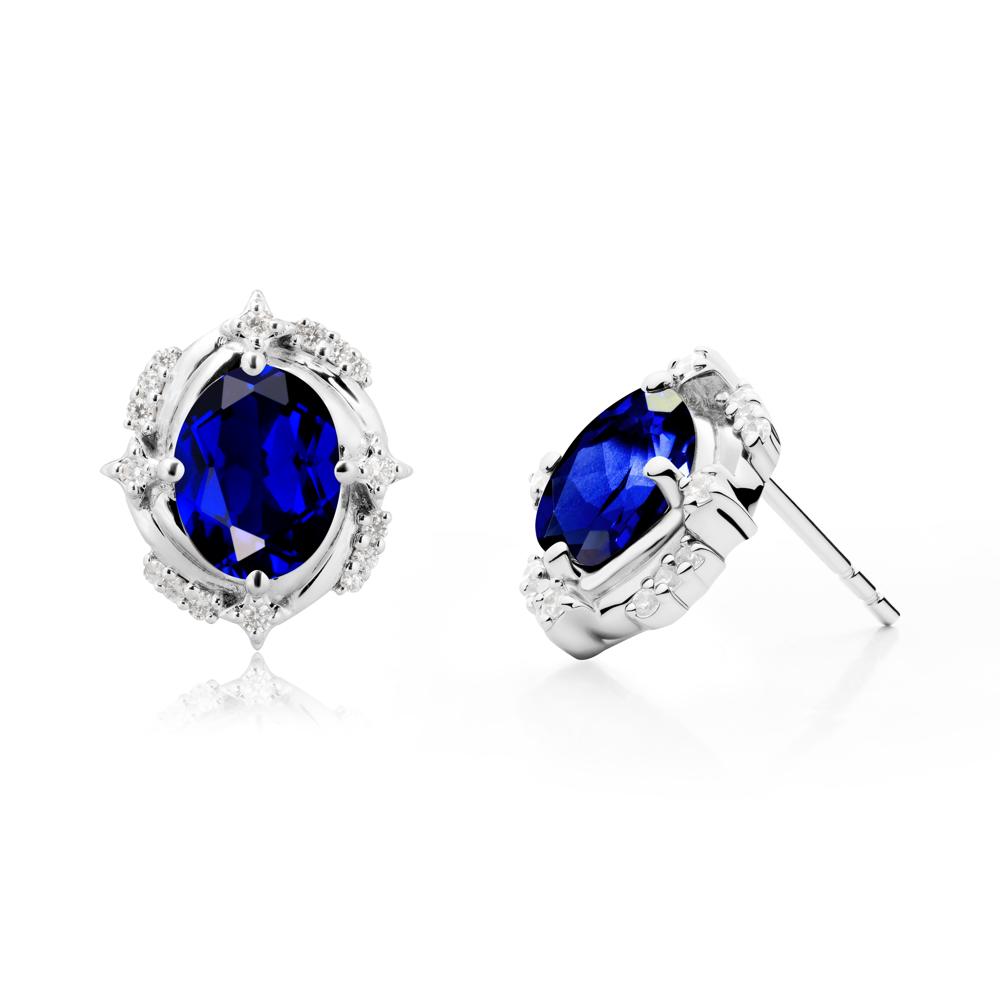 Sapphire Shooting Star Stud Earrings - LUO Jewelry #metal_18k white gold
