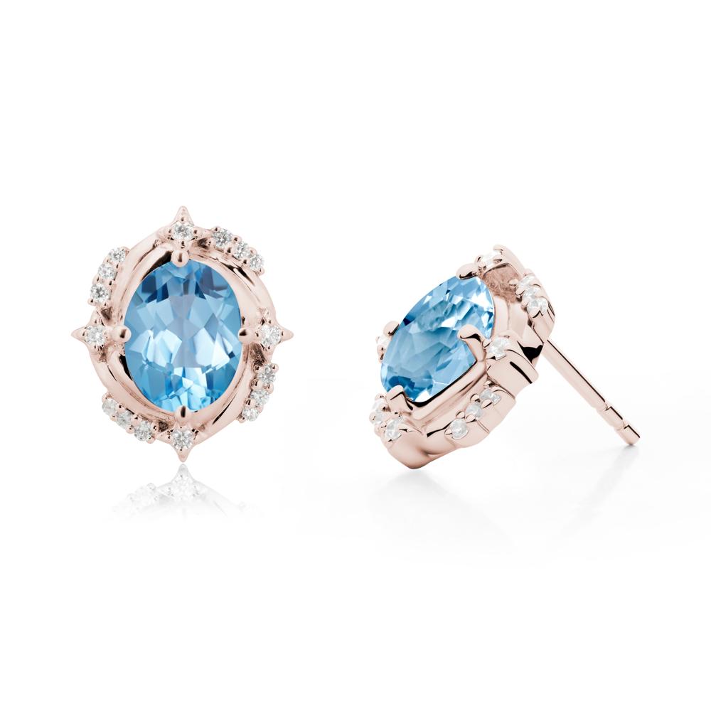 Swiss Blue Topaz Shooting Star Stud Earrings - LUO Jewelry #metal_14k rose gold