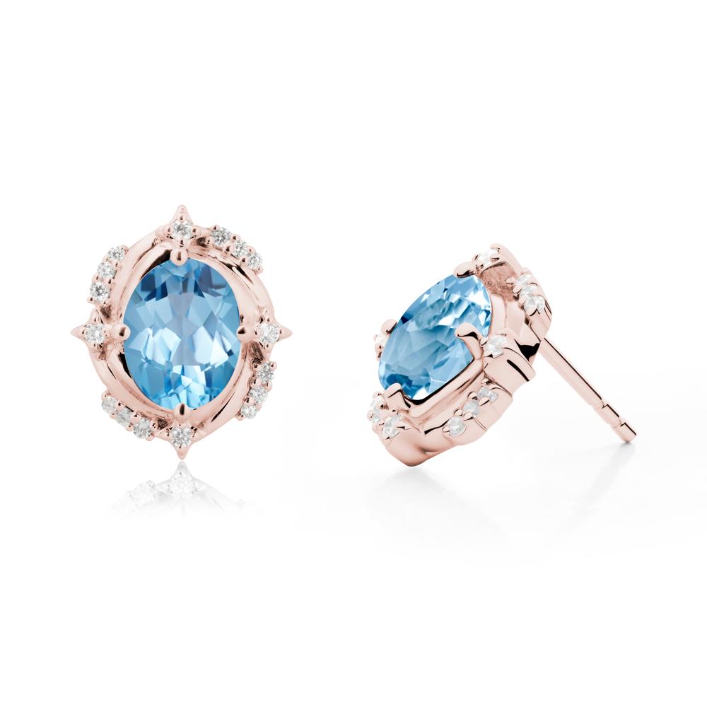 Swiss Blue Topaz Shooting Star Stud Earrings - LUO Jewelry #metal_18k rose gold