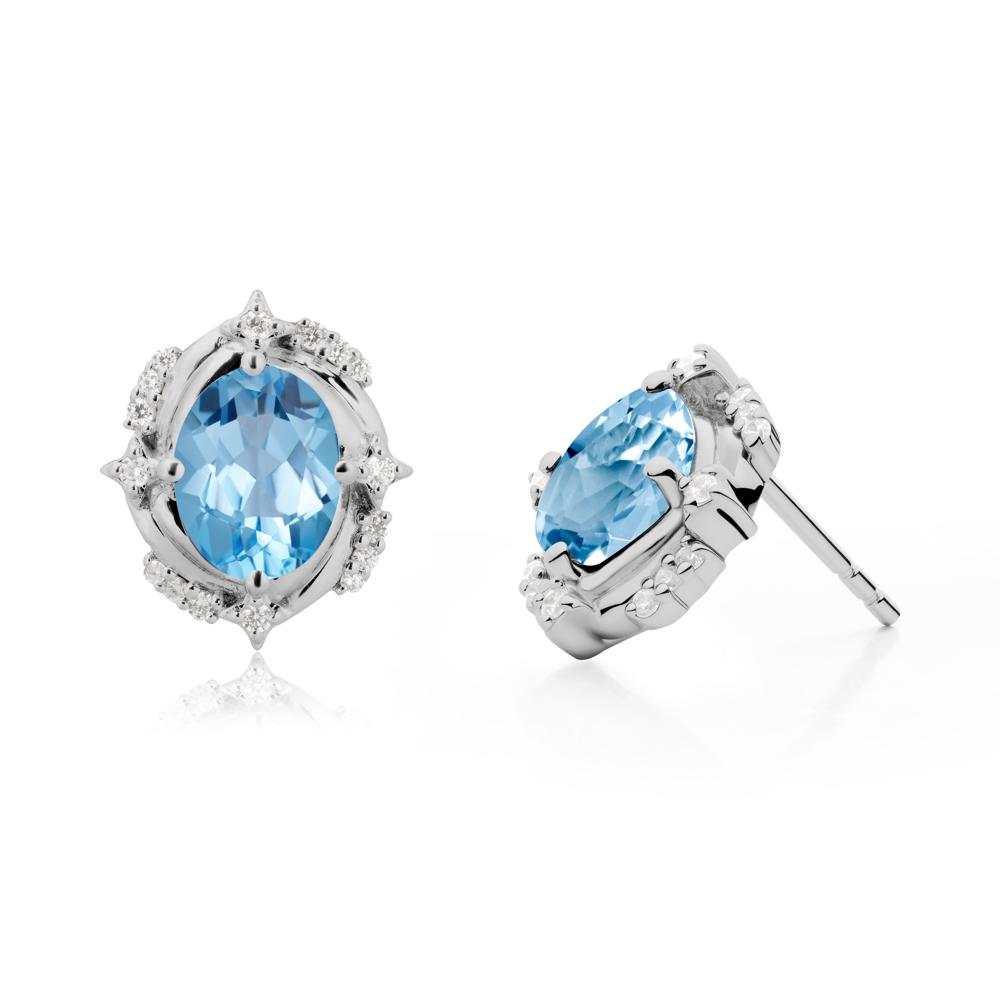 Swiss Blue Topaz Shooting Star Stud Earrings - LUO Jewelry #metal_platinum