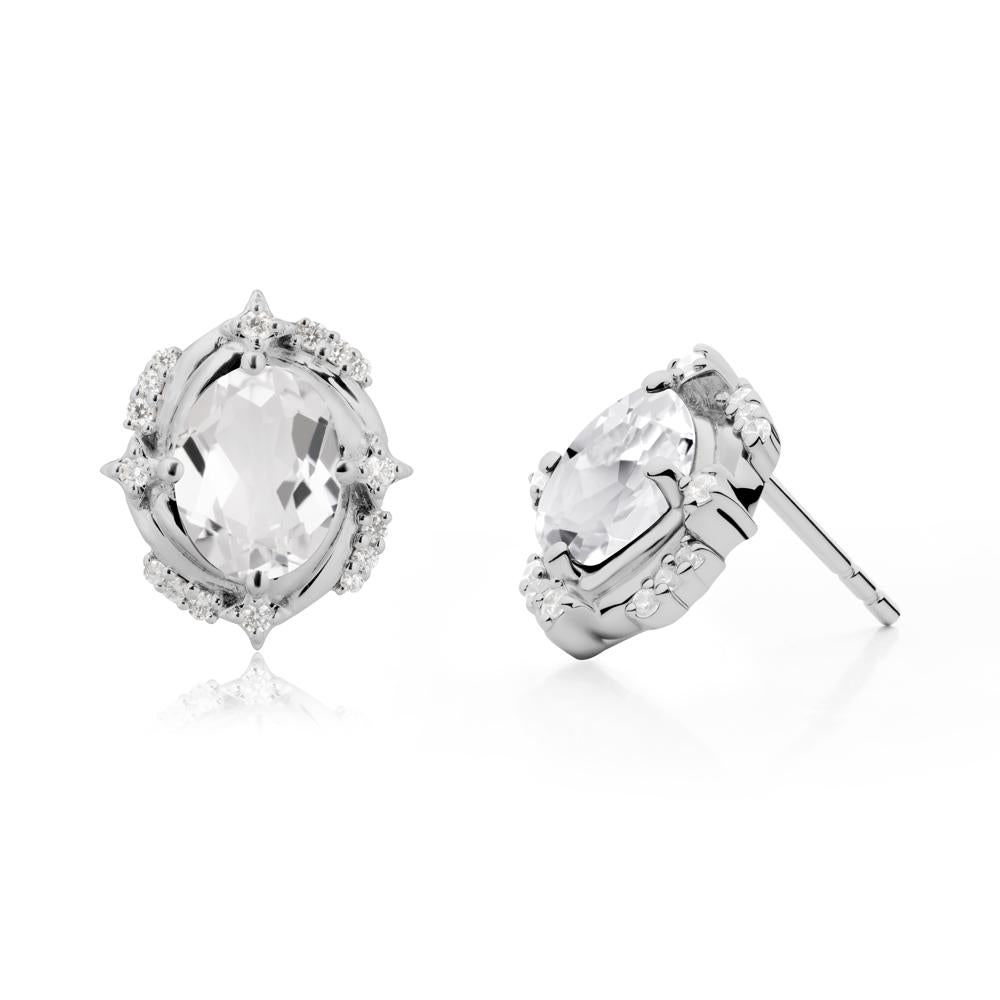 Oval White Topaz Stud Earrings - LUO Jewelry #metal_platinum