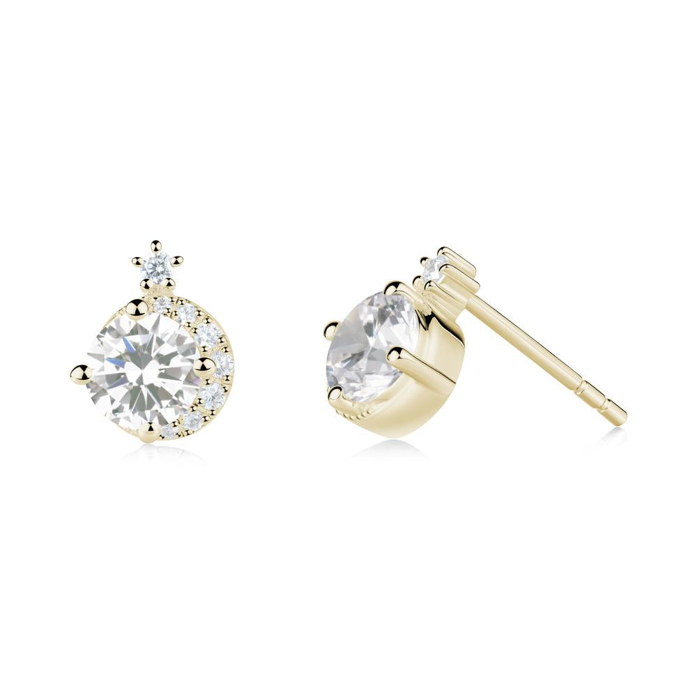 Celestial Cubic Zirconia Stud Earrings - LUO Jewelry #metal_14k yellow gold