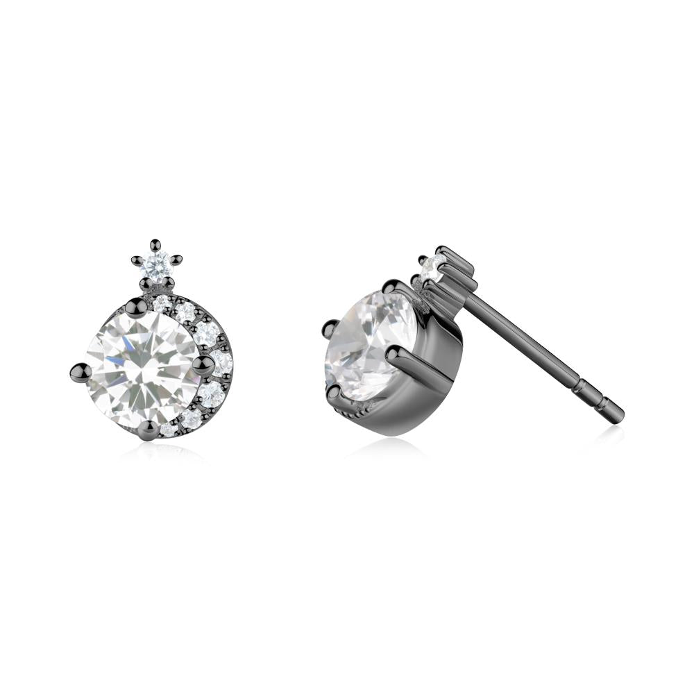 Celestial Cubic Zirconia Stud Earrings - LUO Jewelry #metal_black finish sterling silver