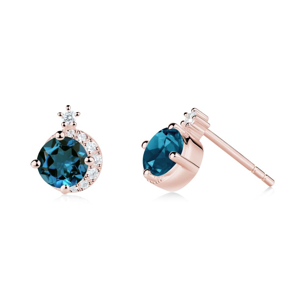 Celestial London Blue Topaz Stud Earrings - LUO Jewelry #metal_18k rose gold