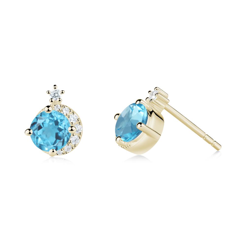 Celestial Swiss Blue Topaz Stud Earrings - LUO Jewelry #metal_14k yellow gold