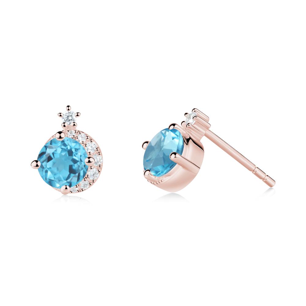 Celestial Swiss Blue Topaz Stud Earrings - LUO Jewelry #metal_18k rose gold