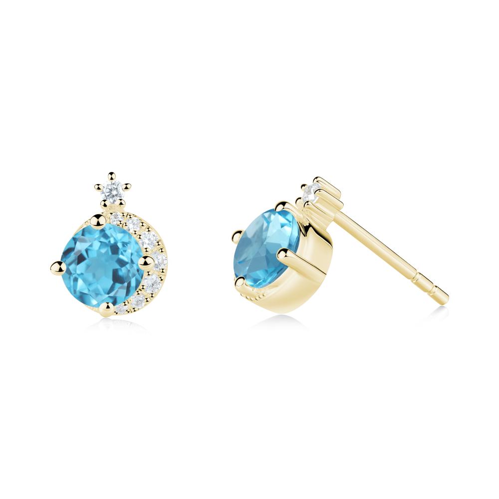 Celestial Swiss Blue Topaz Stud Earrings - LUO Jewelry #metal_18k yellow gold