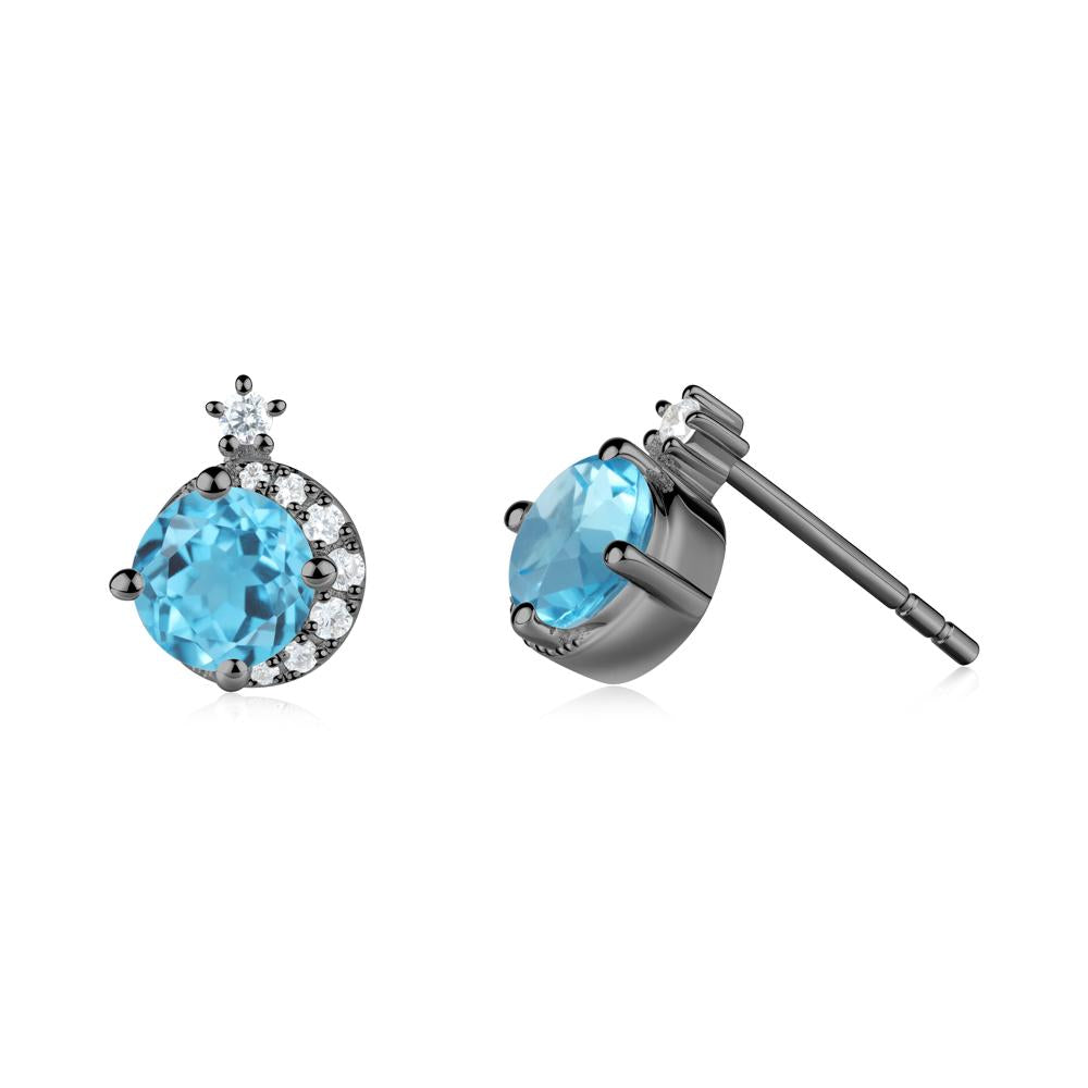 Celestial Swiss Blue Topaz Stud Earrings - LUO Jewelry #metal_black finish sterling silver