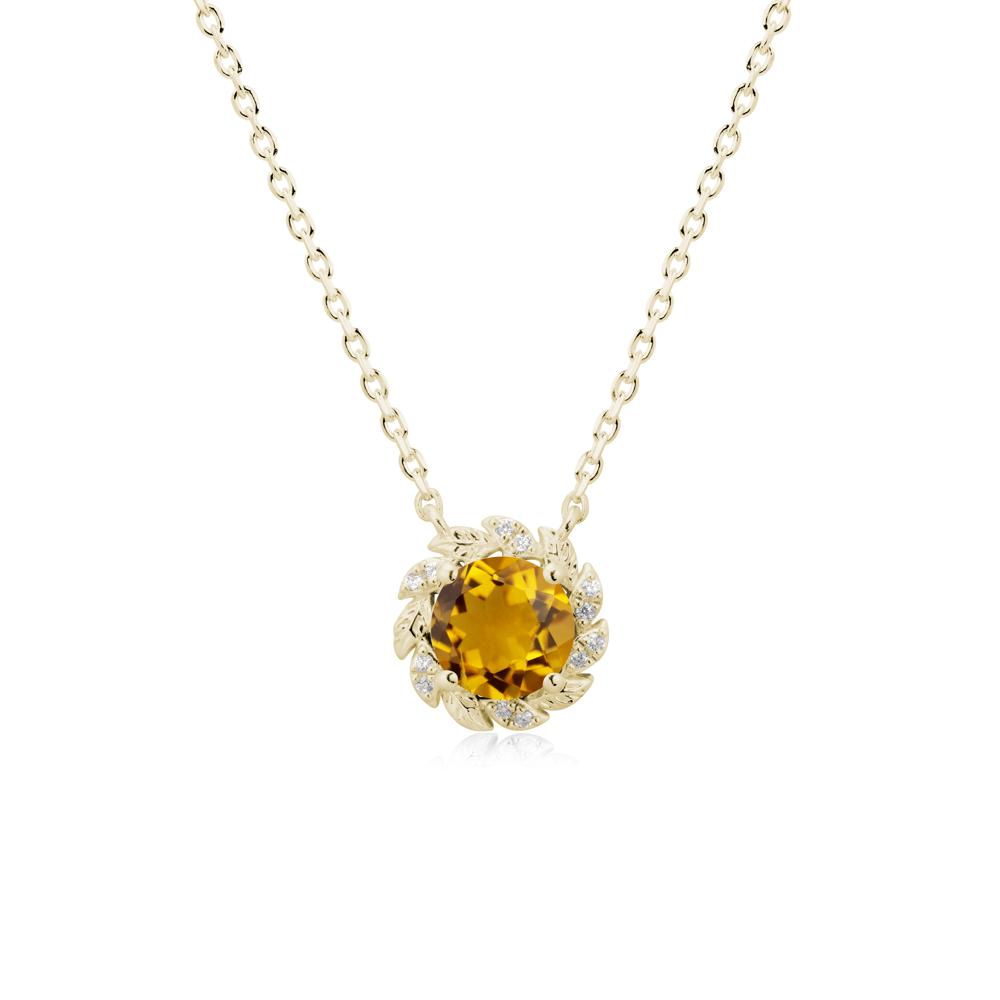 Round Citrine Flower Necklace - LUO Jewelry #metal_14k yellow gold