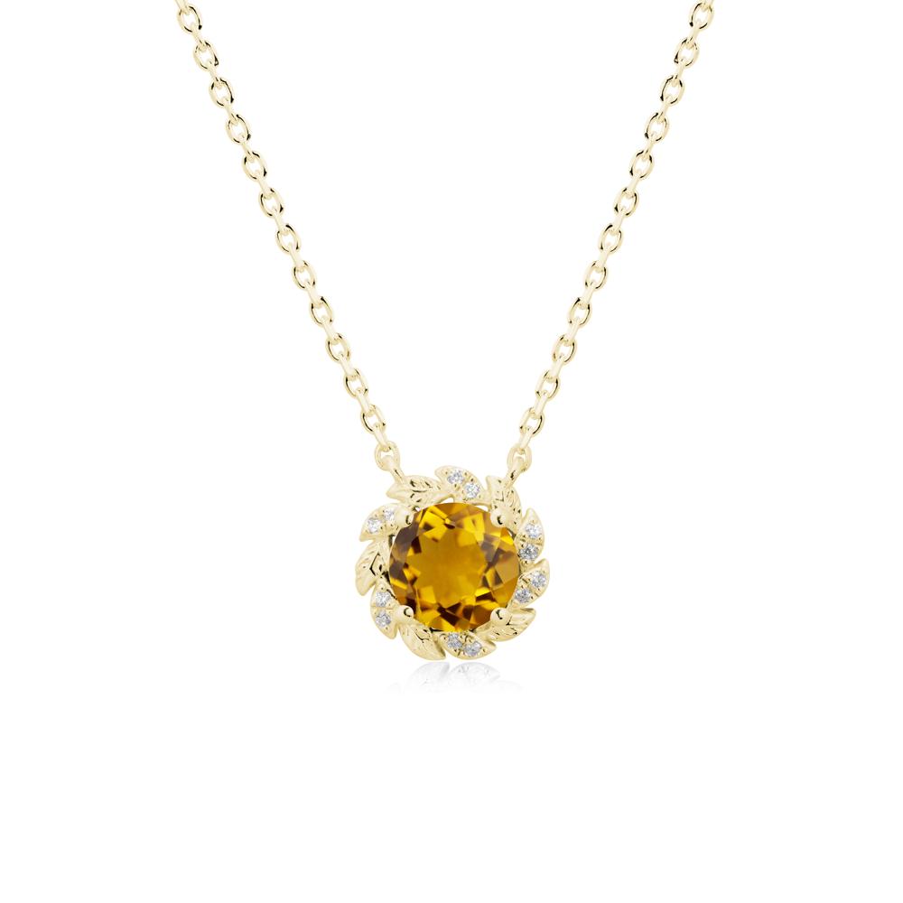 Round Citrine Flower Necklace - LUO Jewelry #metal_18k yellow gold