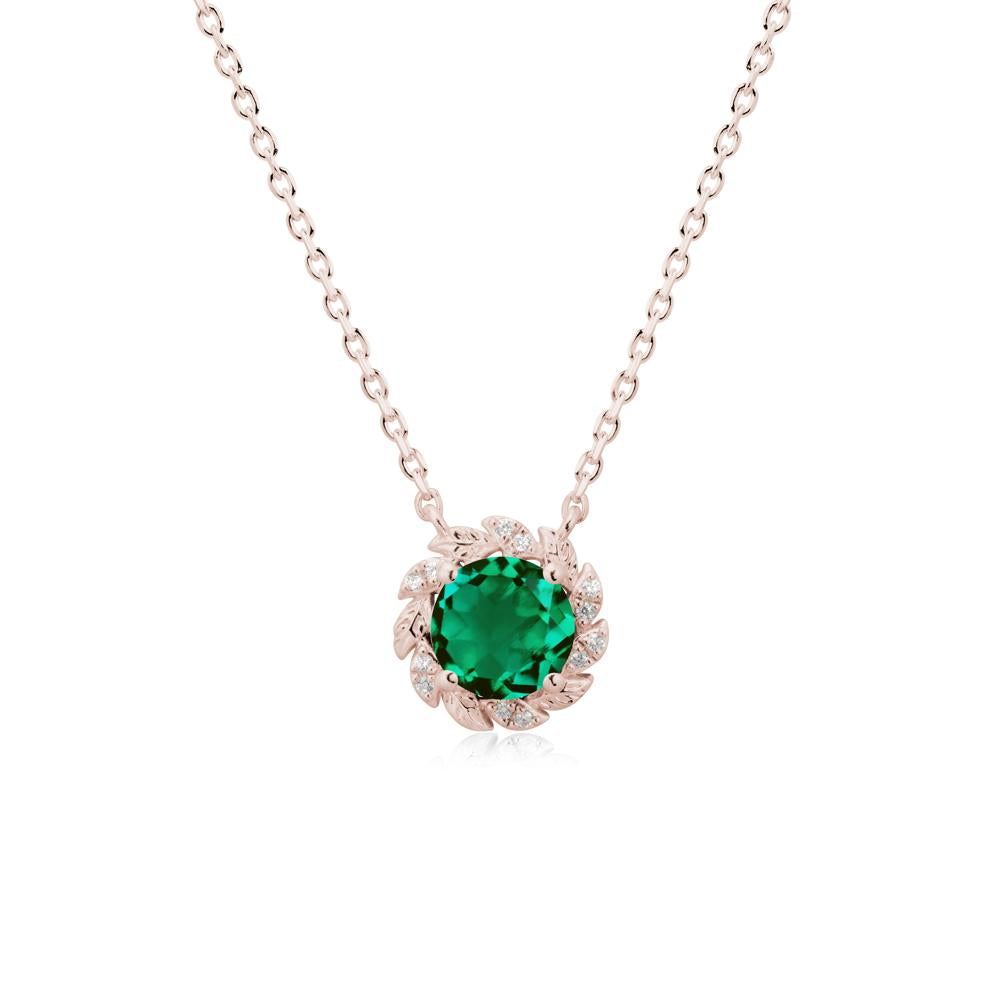 Round Emerald Flower Necklace - LUO Jewelry #metal_14k rose gold