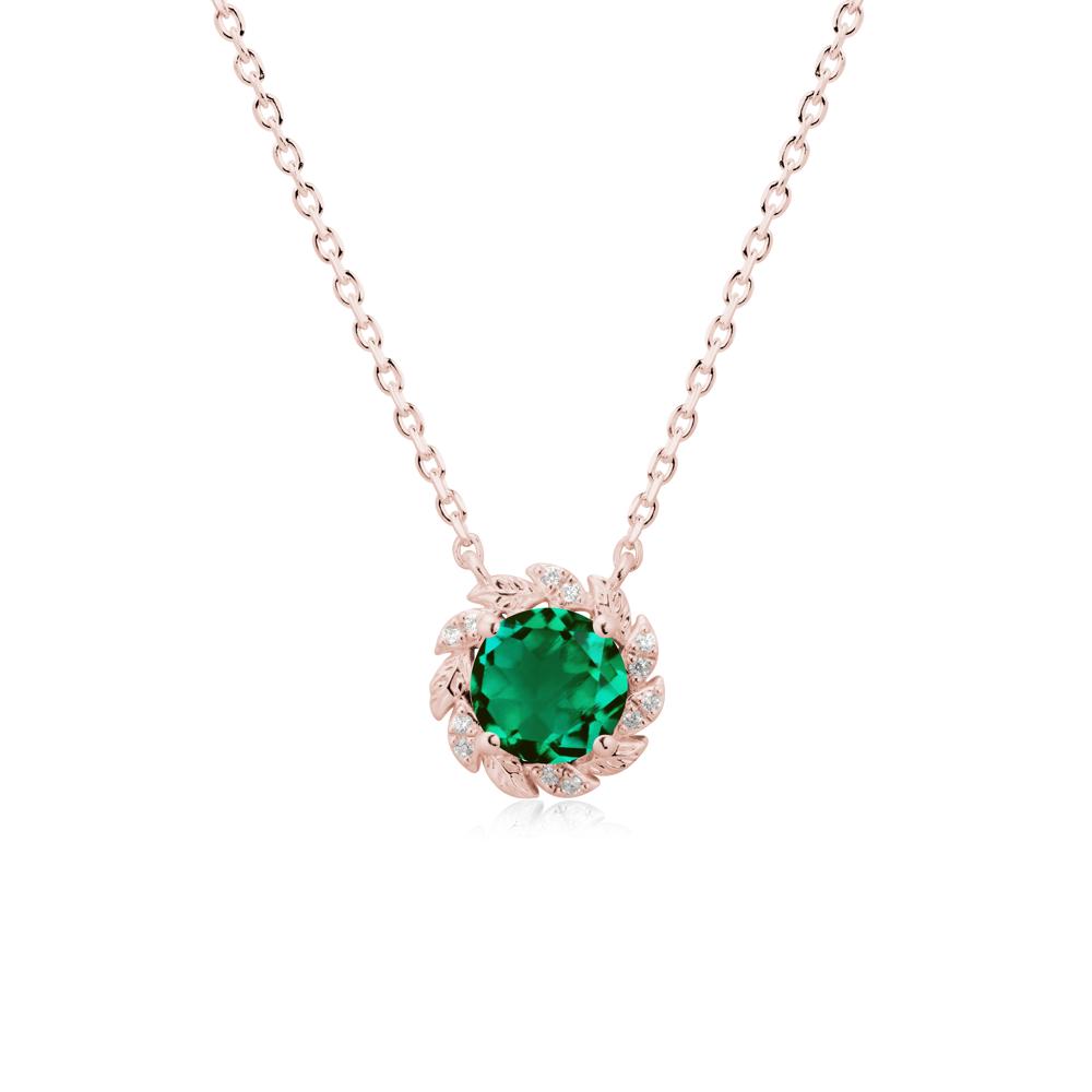 Round Emerald Flower Necklace - LUO Jewelry #metal_18k rose gold