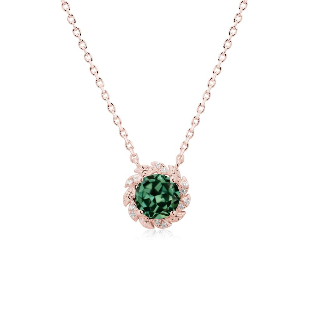 Round Green Sapphire Flower Necklace - LUO Jewelry #metal_18k rose gold