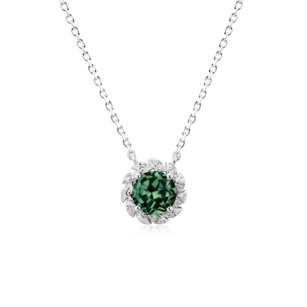 Round Green Sapphire Flower Necklace - LUO Jewelry #metal_sterling silver