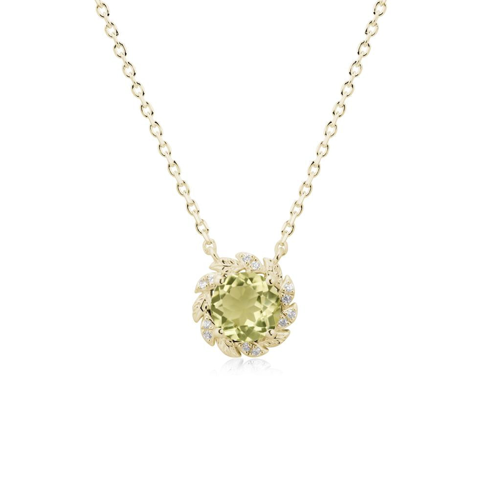 Leaf Halo Lemon Quartz Pendant Necklace - LUO Jewelry #metal_14k yellow gold