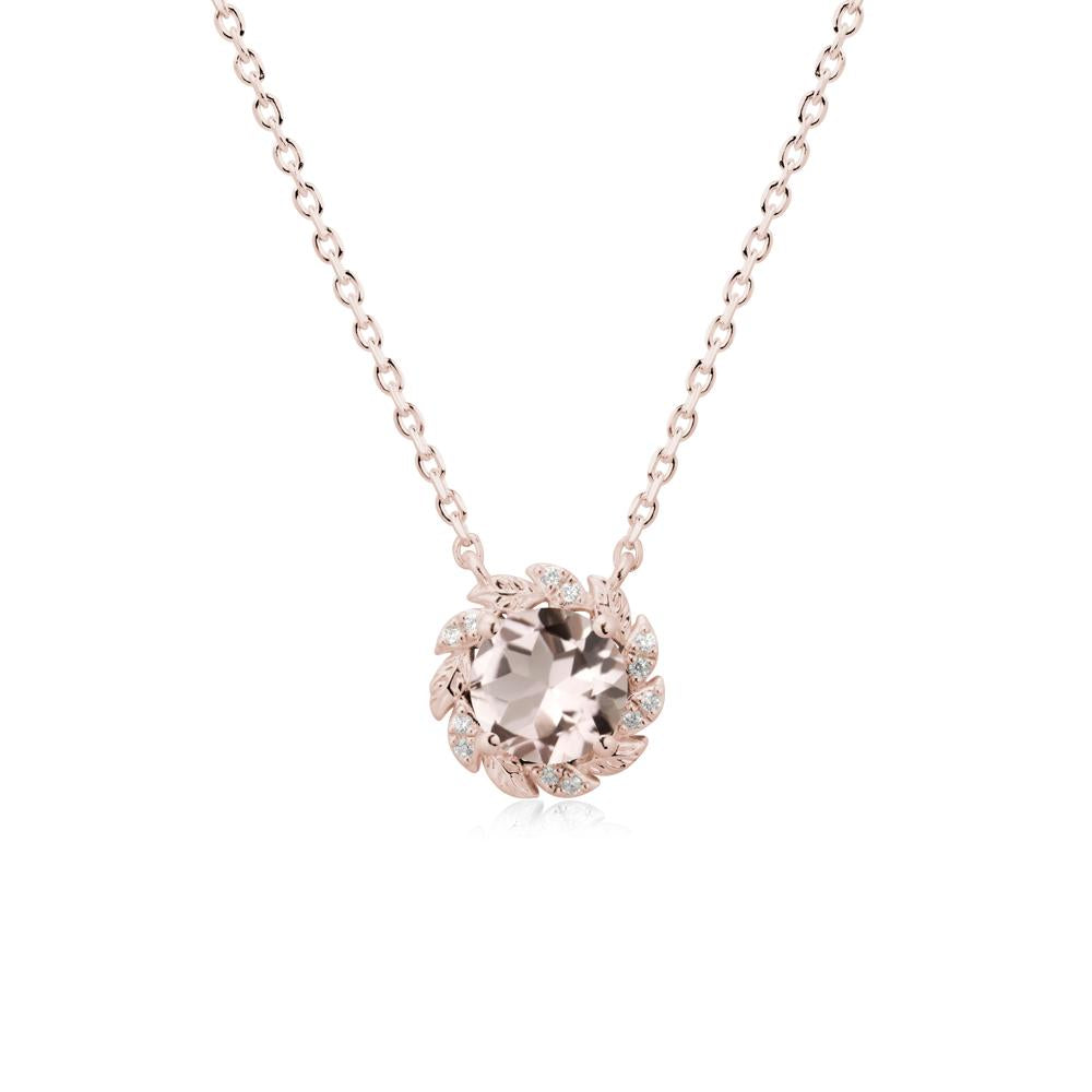 Round Morganite Flower Necklace - LUO Jewelry #metal_14k rose gold