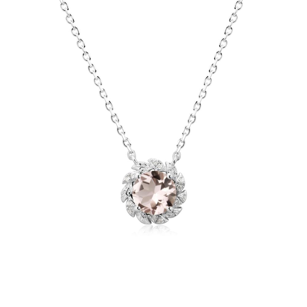 Round Morganite Flower Necklace - LUO Jewelry #metal_14k white gold