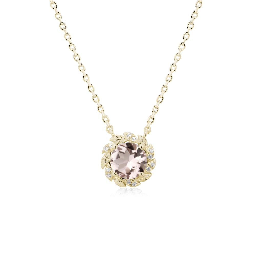 Round Morganite Flower Necklace - LUO Jewelry #metal_14k yellow gold