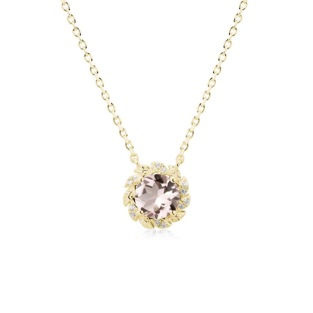 Round Morganite Flower Necklace - LUO Jewelry #metal_18k yellow gold