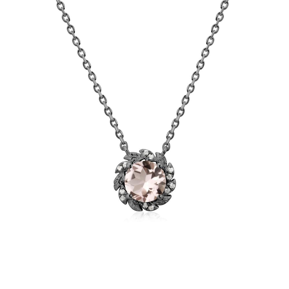 Round Morganite Flower Necklace - LUO Jewelry #metal_black finish sterling silver