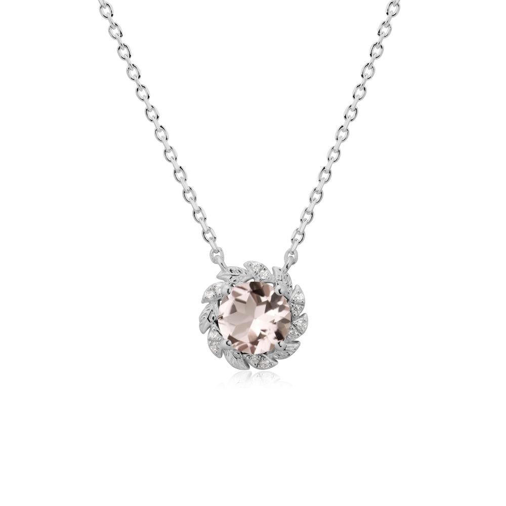 Round Morganite Flower Necklace - LUO Jewelry #metal_platinum