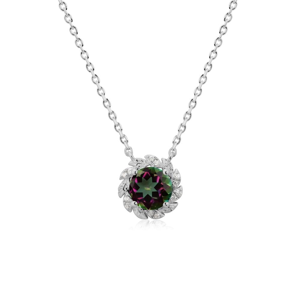 Leaf Halo Mystic Topaz Pendant Necklace - LUO Jewelry #metal_platinum