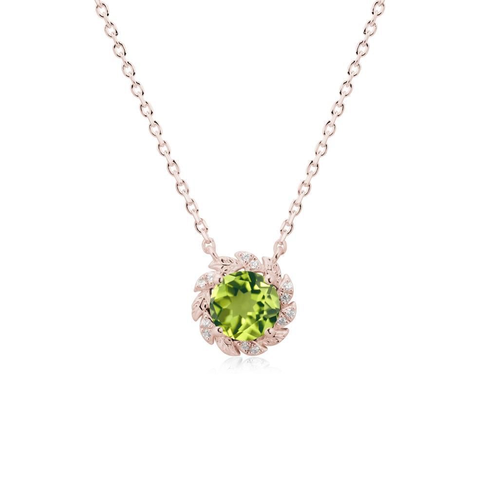 Round Peridot Flower Necklace - LUO Jewelry #metal_14k rose gold