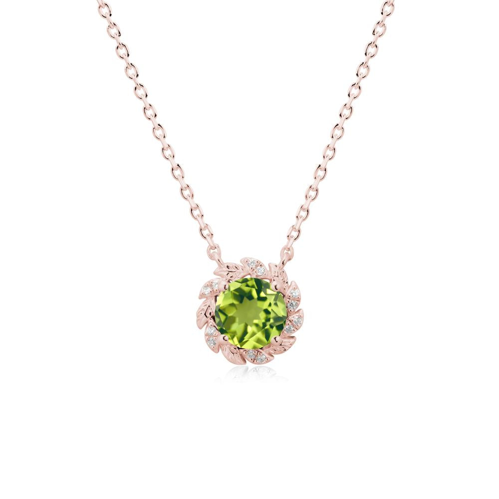 Round Peridot Flower Necklace - LUO Jewelry #metal_18k rose gold