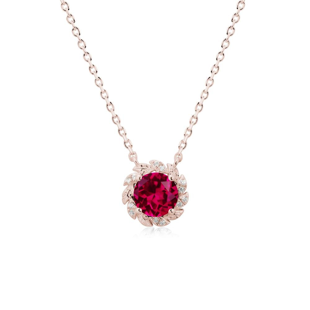 Round Ruby Flower Necklace - LUO Jewelry #metal_14k rose gold