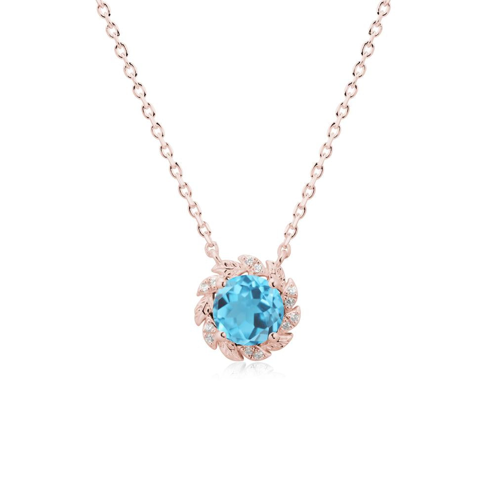 Round Swiss Blue Topaz Flower Necklace - LUO Jewelry #metal_18k rose gold
