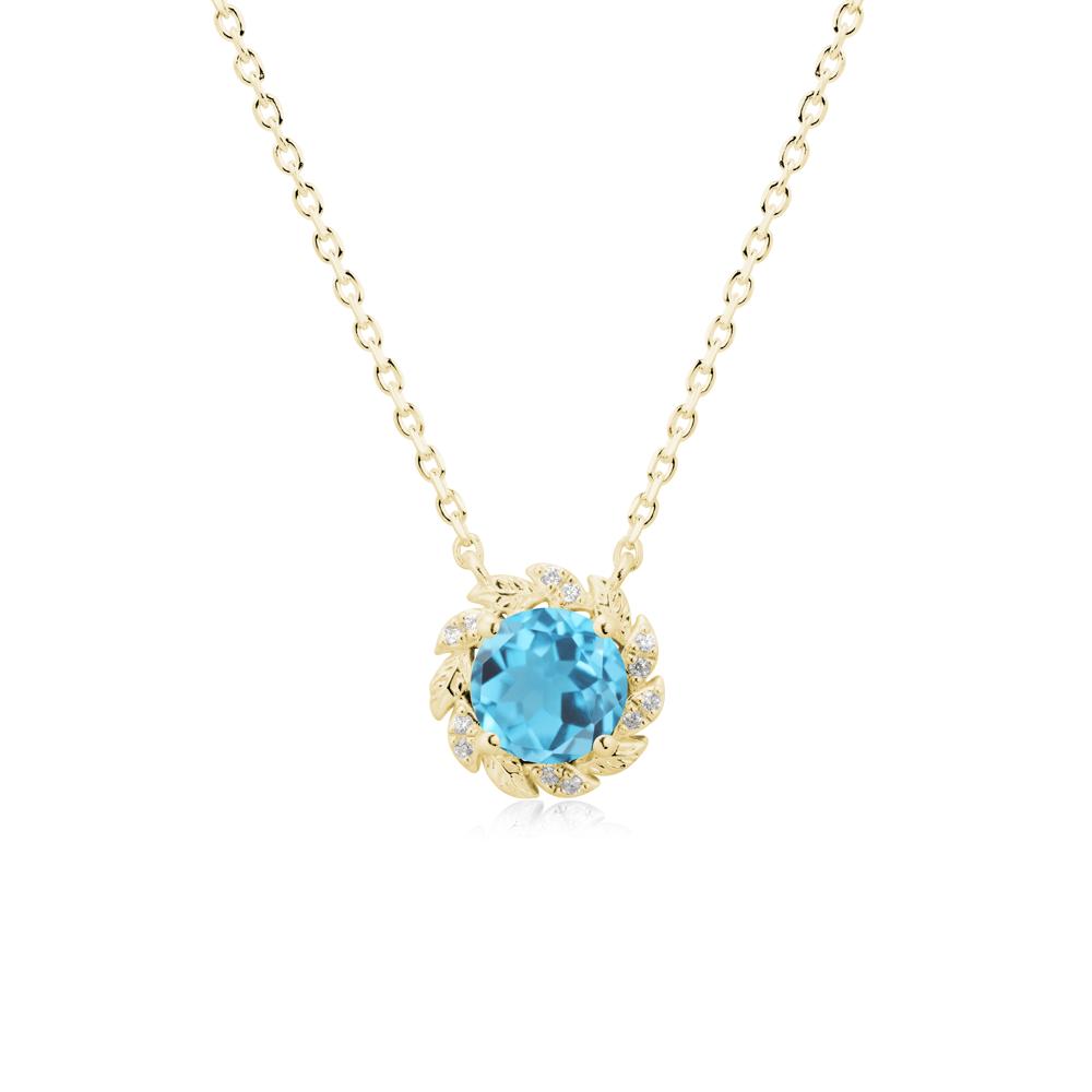 Round Swiss Blue Topaz Flower Necklace - LUO Jewelry #metal_18k yellow gold