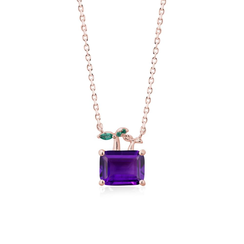 Nature Inspired Amethyst and Emerald Pendant Necklace - LUO Jewelry #metal_18k rose gold