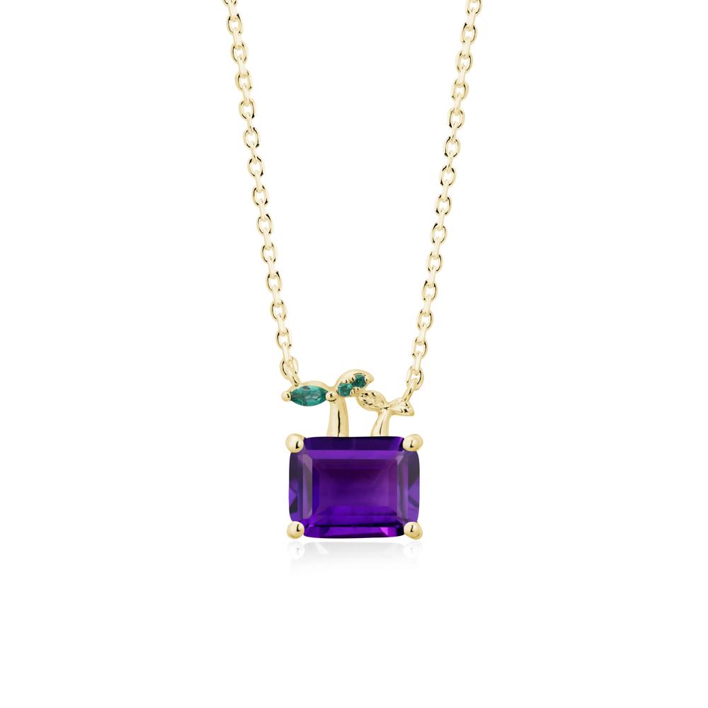Nature Inspired Amethyst and Emerald Pendant Necklace - LUO Jewelry #metal_18k yellow gold