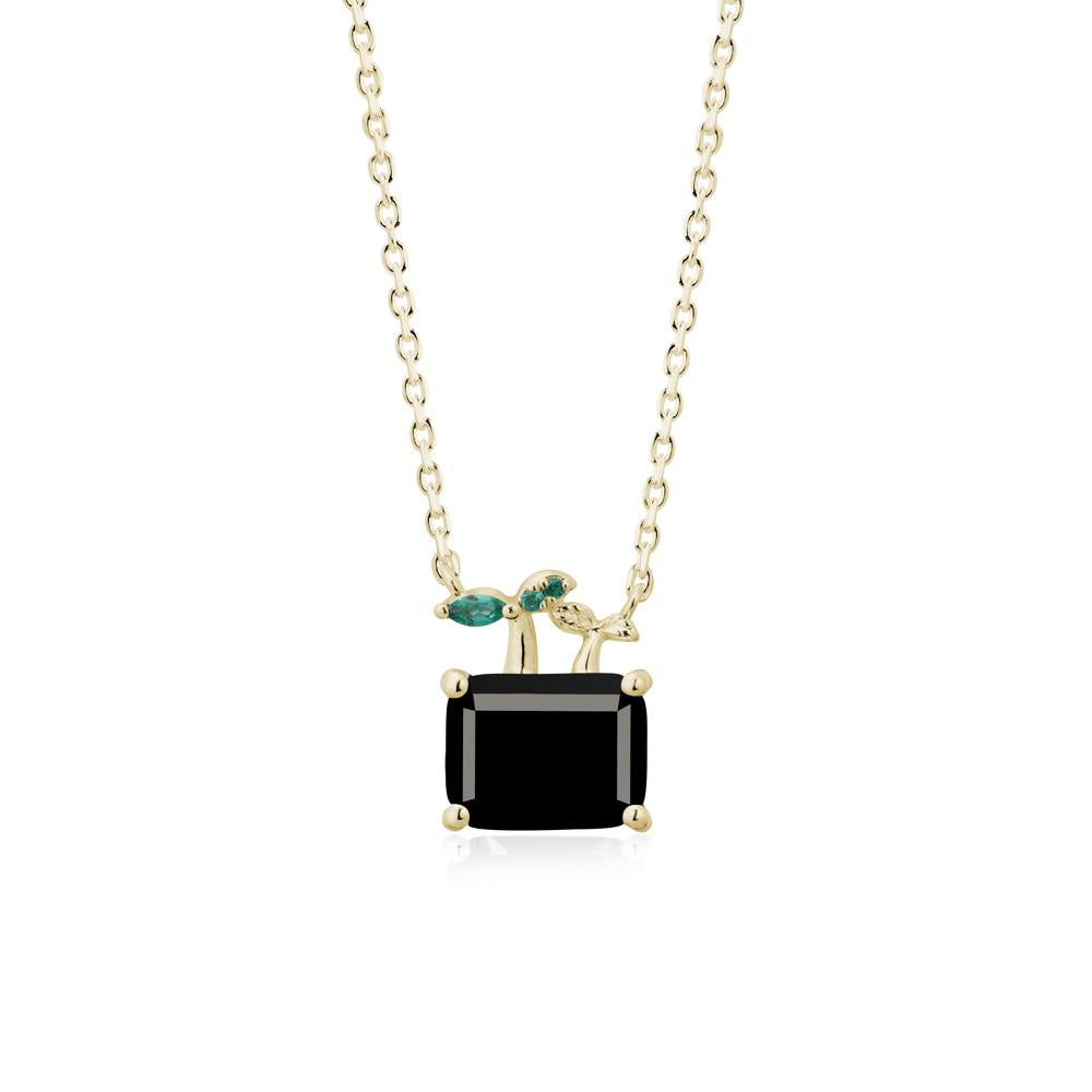 Nature Inspired Black Spinel and Emerald Pendant Necklace - LUO Jewelry #metal_14k yellow gold