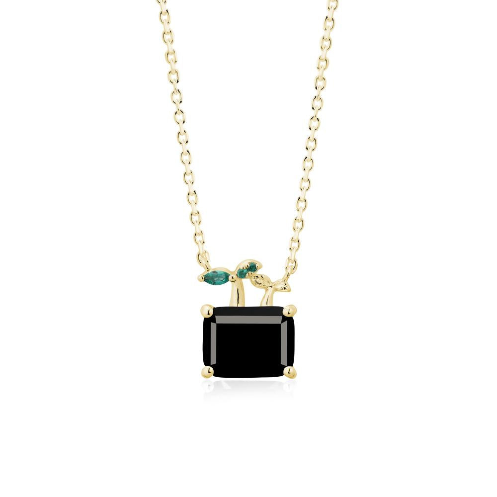 Nature Inspired Black Spinel and Emerald Pendant Necklace - LUO Jewelry #metal_18k yellow gold