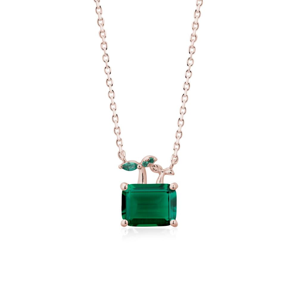 Emerald Cut Emerald Sprout Necklace - LUO Jewelry #metal_14k rose gold