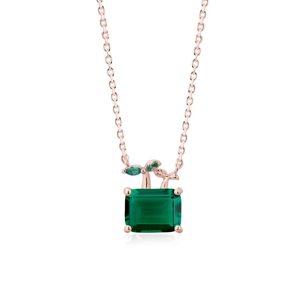 Emerald Cut Emerald Sprout Necklace - LUO Jewelry #metal_18k rose gold