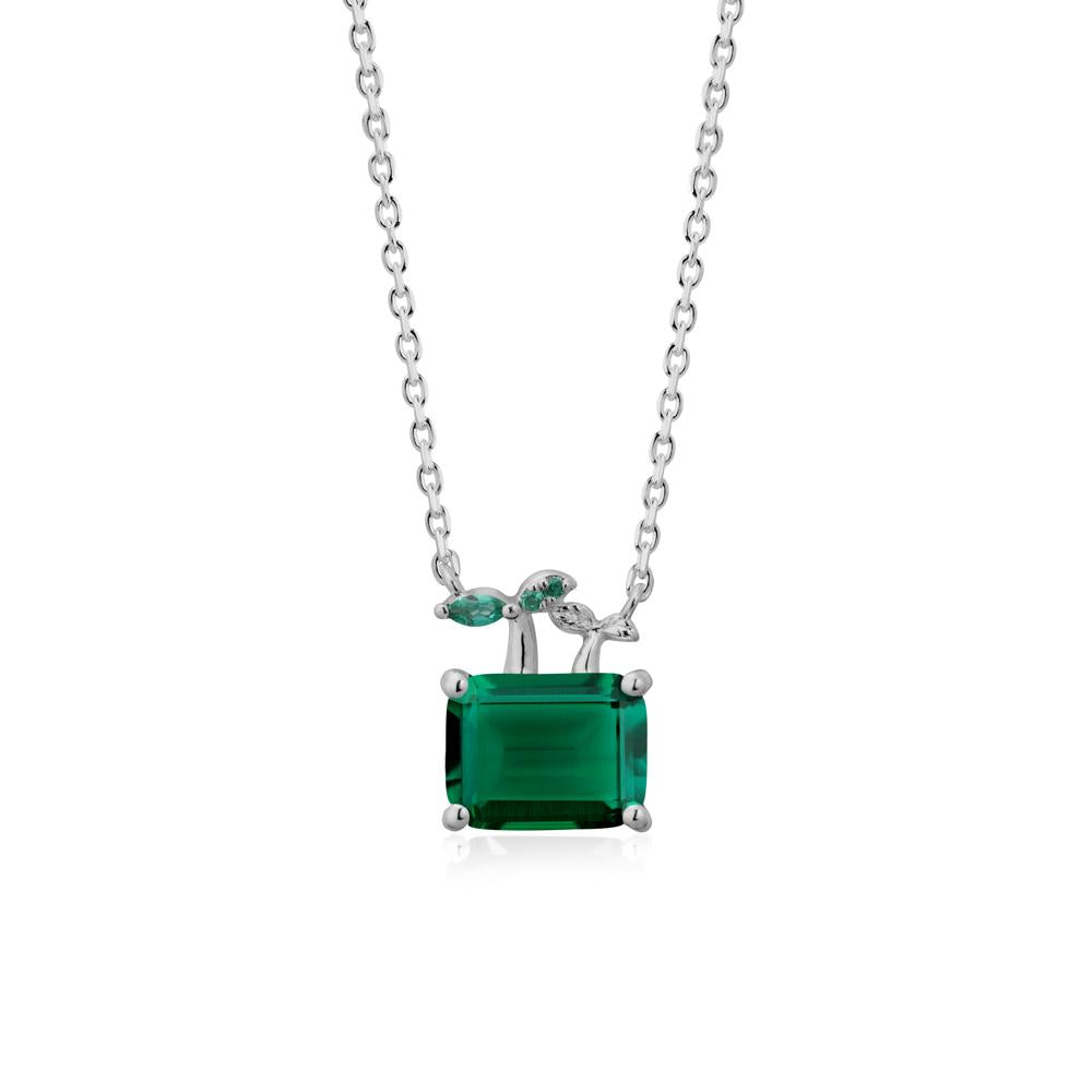 Emerald Cut Emerald Sprout Necklace - LUO Jewelry #metal_platinum